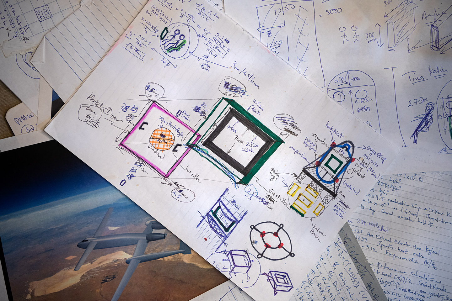 Detailed plans for Marvyn Lim Seng’s space capsule.